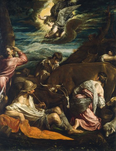 Angyali üdvözlet a pásztoroknak, valószínűleg 15551560. alkotó: Jacopo Bassano il vecchio