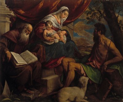 Szűz és gyermek Keresztelő Jánossal és Szent Antal apáttal, 1560-as évek. alkotó: Jacopo Bassano il vecchio