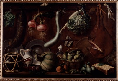 Tálaló edényekkel és ételekkel (Festés alkotó: Jacopo Chimenti Empoli