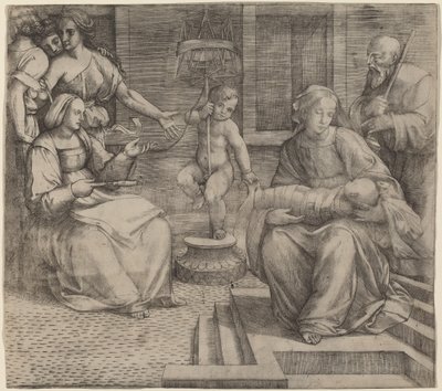 Szent Család Szent Erzsébettel és Keresztelő Szent János csecsemőjével alkotó: Jacopo Francia
