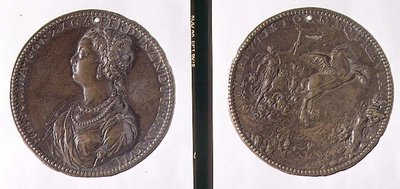 Portréérem, előlapján Hippolytus Gonzaga, hátlapján valószínűleg Juno a szekerén (bronz). alkotó: Jacopo Nizzola da Trezzo