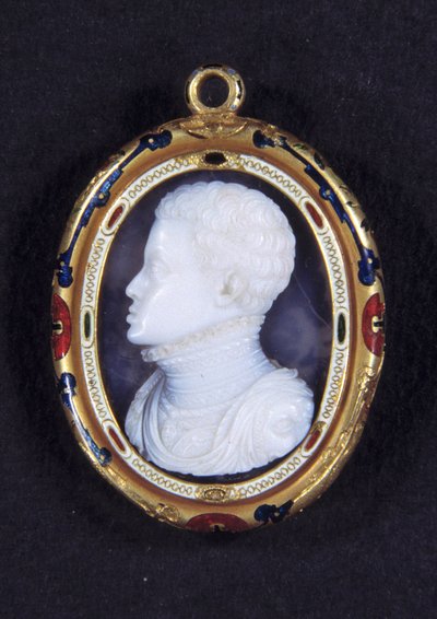 Don Carlos spanyol herceg (1545-1568) portréja. Kalcedon medál alkotó: Jacopo Nizzola da Trezzo