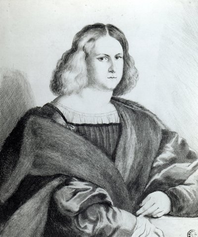Fiatal férfi portréja, Hollar Vencel nyomata, 1650 alkotó: Jacopo Palma