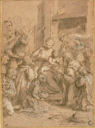 Tanulmány a mágusok imádásához alkotó: Jacopo Palma il Giovane
