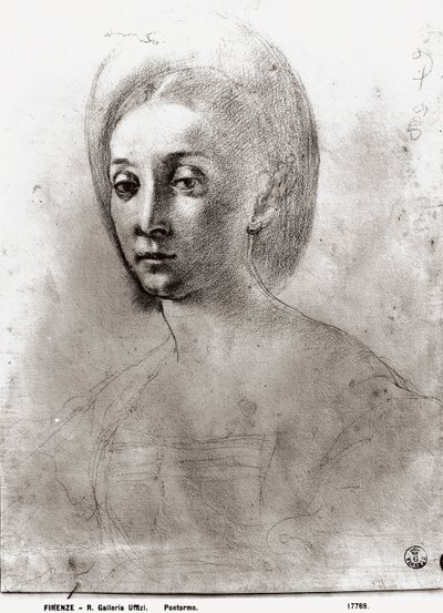 Egy nő feje (kréta papíron) alkotó: Jacopo Pontormo