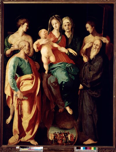 Szűz és gyermek Szent Annával és négy szenttel (Festmény alkotó: Jacopo Pontormo