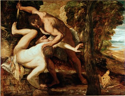 Káin megölése Ábel Jacopo Robusti festménye dit il Tintoretto (Tintoret) (1518-1594) 1550-1553 V. 149x196 cm Accademia Galéria, Velence alkotó: Jacopo Robusti Tintoretto