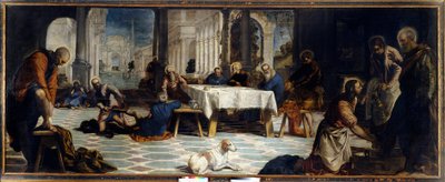 Jézus Krisztus megmosta tanítványai lábát. Jacopo Robusti festménye detto Il Tintoretto (A Tintoret alkotó: Jacopo Robusti Tintoretto