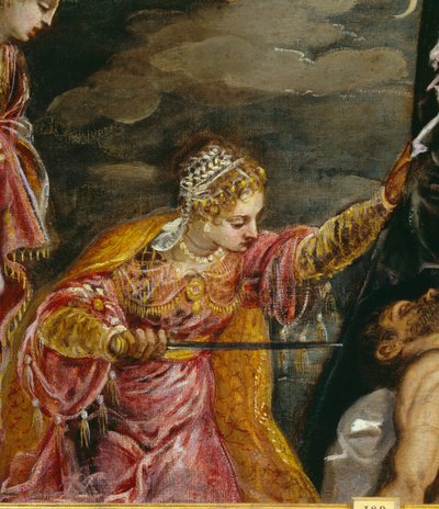 Judith és Holofernes (olaj, vászon), Tintoretto, Jacopo Robusti (1518-94) - Judith és Holofernes részlete (olaj, vászon) Tintoretto, Jacopo Robusti (1518-94) 16. század V. 0,58x1,19 m Madrid, Prado Mu alkotó: Jacopo Robusti Tintoretto