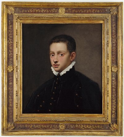 Fiú portréja, mellig érő, fekete dupla, fehér gallérral alkotó: Jacopo Robusti Tintoretto