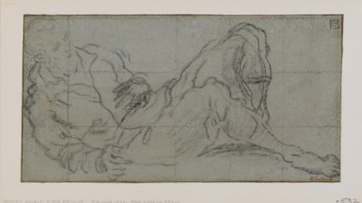 Fekvő férfi figura, 1560-9 (kréta papíron) alkotó: Jacopo Robusti Tintoretto