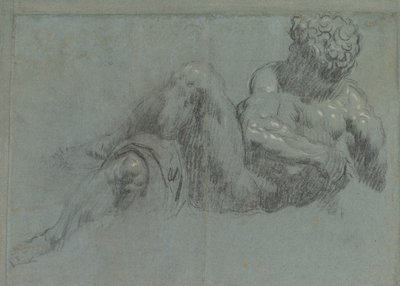 Tanulmány Michelangelos Giorno után, 1550-55 körül (kréta papíron) alkotó: Jacopo Robusti Tintoretto