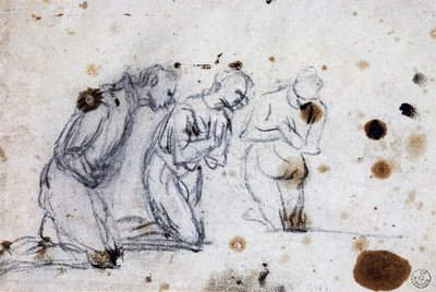 Tanulmány térdelő figurákhoz alkotó: Jacopo Robusti Tintoretto