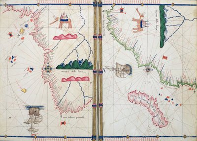 Ms Ital 550.0.3.15 fol.4v-5r Afrika és a Jóreménység-fok térképe a „Carte Geografiche”-ből alkotó: Jacopo Russo