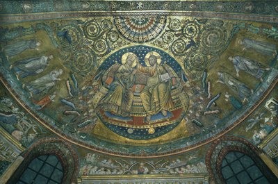 Szűzanya megkoronázása, a Basilica di S. Maria Maggiore apszisa, Róma, 1287-92 (mozaik) alkotó: Jacopo Torriti