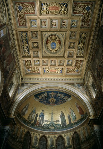 A Szent János-bazilika (San Giovanni in Laterano) apszisának belső képe. Jacopo Torriti (1291-14. század körül) és Jacopo da Camerino (1288-1331 körül) mozaikja, amely Jeruzsálem Celestét képviseli. Róma alkotó: Jacopo Torriti