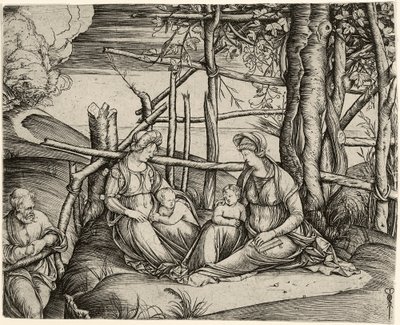 A Szent Család Szenttel. Erzsébet és a Johannesknaben alkotó: Jacopo de Barbari