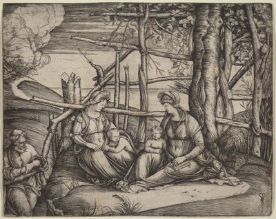 A Szent Család Szent Erzsébet és a csecsemő Szent János Keresztelő társaságában alkotó: Jacopo de