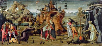 Táj bibliai jelenetekkel és a szentek legendáival alkotó: Jacopo del Sellaio