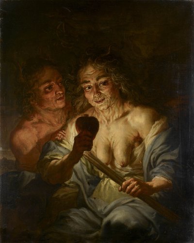 Egy öregasszony, kezében egy szívvel: 1642 körül (olaj, réz). alkotó: Jacque de l Ange
