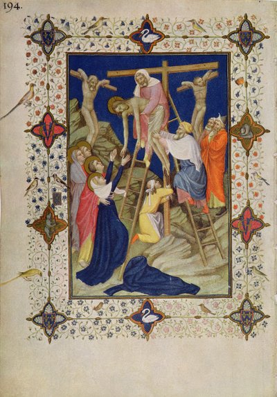 MS 11060-11061 Kereszt órái: vesperás, leszállás a keresztről alkotó: Jacquemart de Hesdin