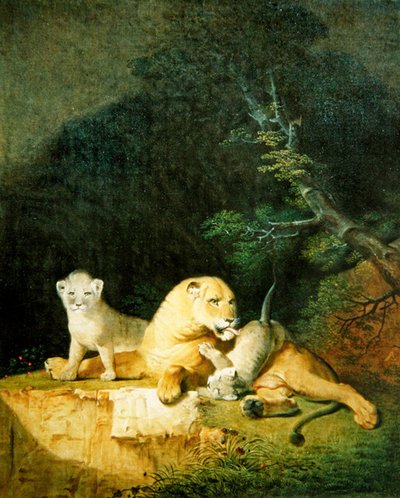 Oroszlánlány és kölykei (olaj, vászon) alkotó: Jacques-Laurent Agasse