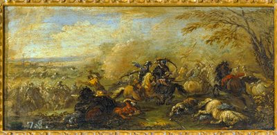 A keresztények és a muszlimok közötti csata ... (olaj, vászon) alkotó: Jacques (1621 76) Courtois