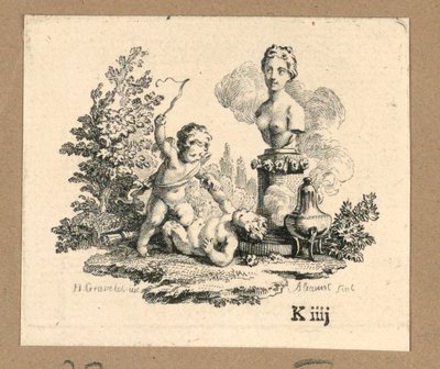 Nyomtatás, Cupido Castigating a Satyr Girl (Ámor egy szatír lányt ostoroz) alkotó: Jacques Alianet