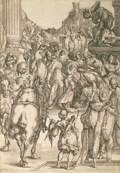 A mágusok imádása (rézkarc) alkotó: Jacques Bellange