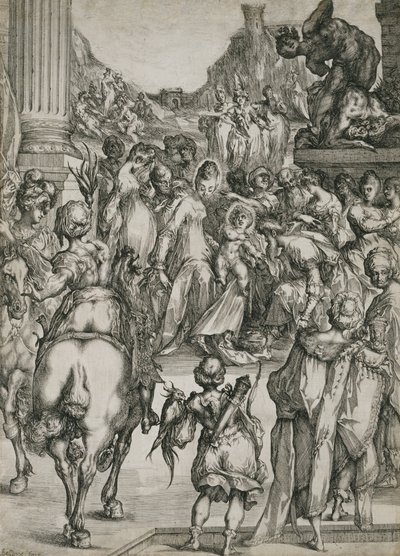 A mágusok imádása, 1614-1717 (metszet metszet) alkotó: Jacques Bellange