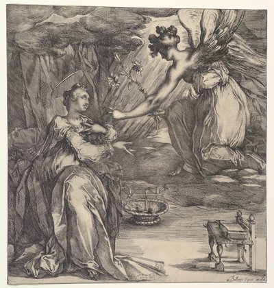 Az Angyali üdvözlet. alkotó: Jacques Bellange