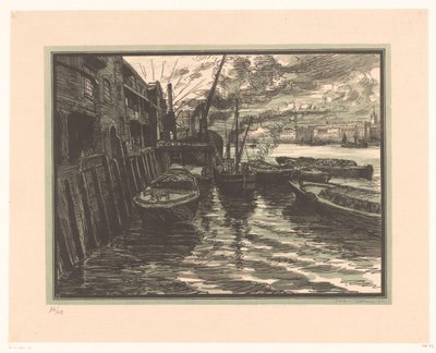 Sloops a Temzén Londonban alkotó: Jacques Beltrand (signed by artist)