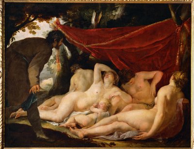 Vénusz és a gráciák meglepődnek egy halandó ... alkotó: Jacques Blanchard