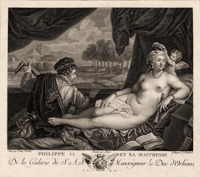 II. Fülöp és úrnője Tizianus után, c. 1780 alkotó: Jacques Bouillard