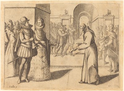 Egy kapucinus, aki köszönetet mond a bajor királynak alkotó: Jacques Callot