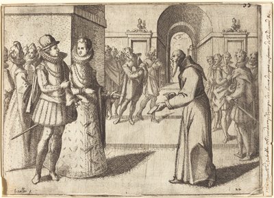 Egy kapucinus, aki a bajor király köszönetét viszi [recto] alkotó: Jacques Callot