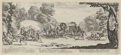Postakocsi elleni támadás, a „Háború borzalmai” sorozat 8. lapja alkotó: Jacques Callot