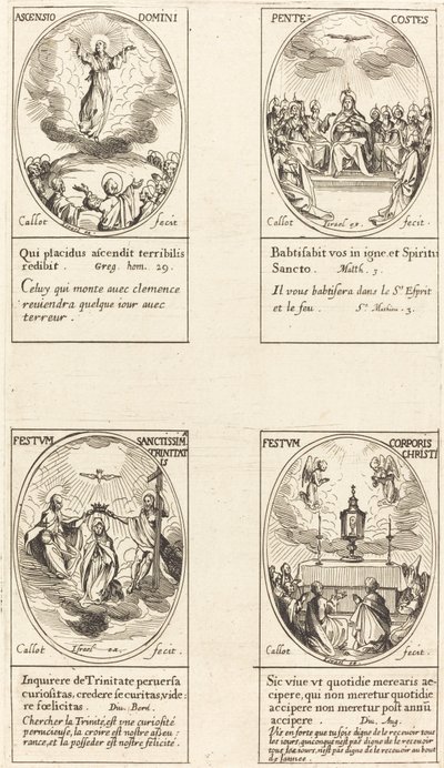 Mennybemenetel, Pünkösd, Szentháromság, Corpus Christi. alkotó: Jacques Callot