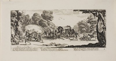 Attack on the Coach, nyolcas lemez a The Miseries of War-ból alkotó: Jacques Callot