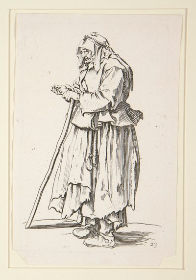 Alamizsnát kapó koldusasszony a koldusoktól alkotó: Jacques Callot