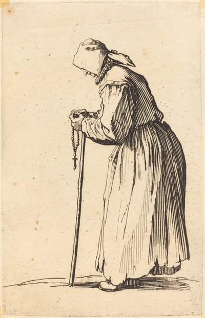 Koldusasszony rózsafüzérrel alkotó: Jacques Callot
