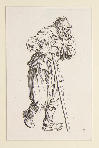 Botra támasztott koldus, a The Beggars-ből alkotó: Jacques Callot