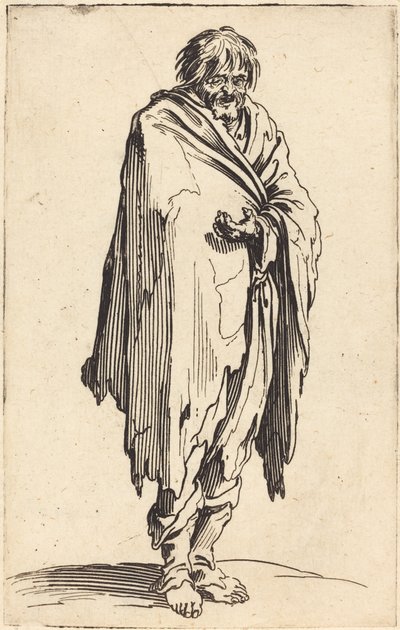 Csupasz fejű és lábú koldus, 1622 körül alkotó: Jacques Callot