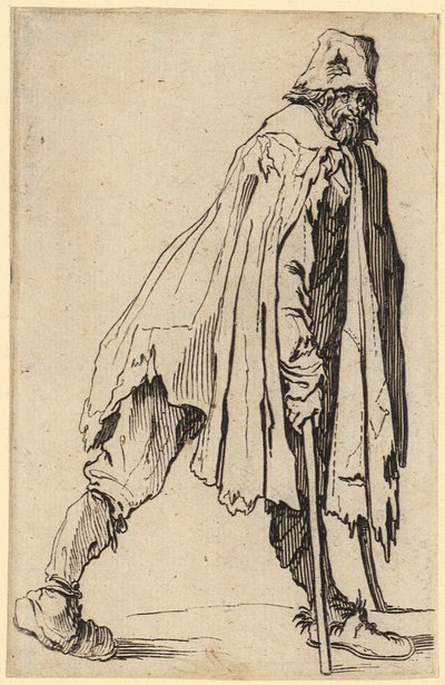 Koldus mankóval és kalappal, a „Koldusok” sorozat 4. lapja alkotó: Jacques Callot