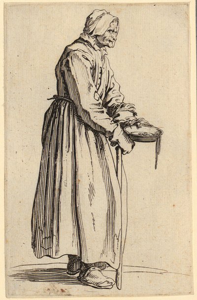 Koldusnő tányérral, A koldusok sorozat 20. lapja alkotó: Jacques Callot