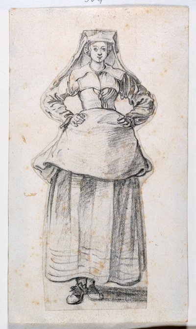 Bourgeoises Dans Differentes Attitudes, Prints Album 21, 304. szám (kréta papíron) alkotó: Jacques Callot