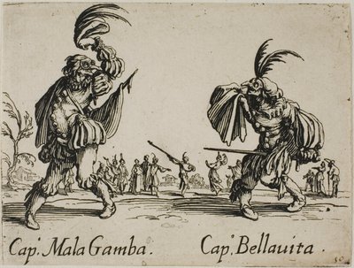 Mala Gamba kapitány - Bellavita kapitány, 15. lemez a Balli di Sfessania-tól alkotó: Jacques Callot