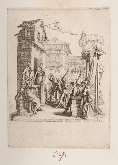 Krisztust Caifé elé vitte, nem. 7/11 a La Petite Passionból alkotó: Jacques Callot