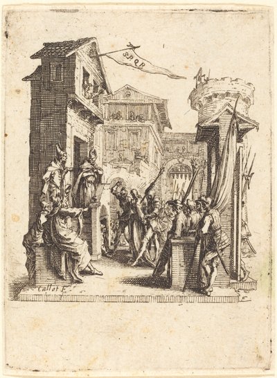 Krisztus Kajafás előtt alkotó: Jacques Callot