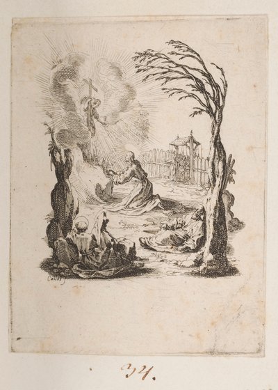 Krisztus az olajfák kertjében, sz. 3/11 a La Petite Passionból alkotó: Jacques Callot